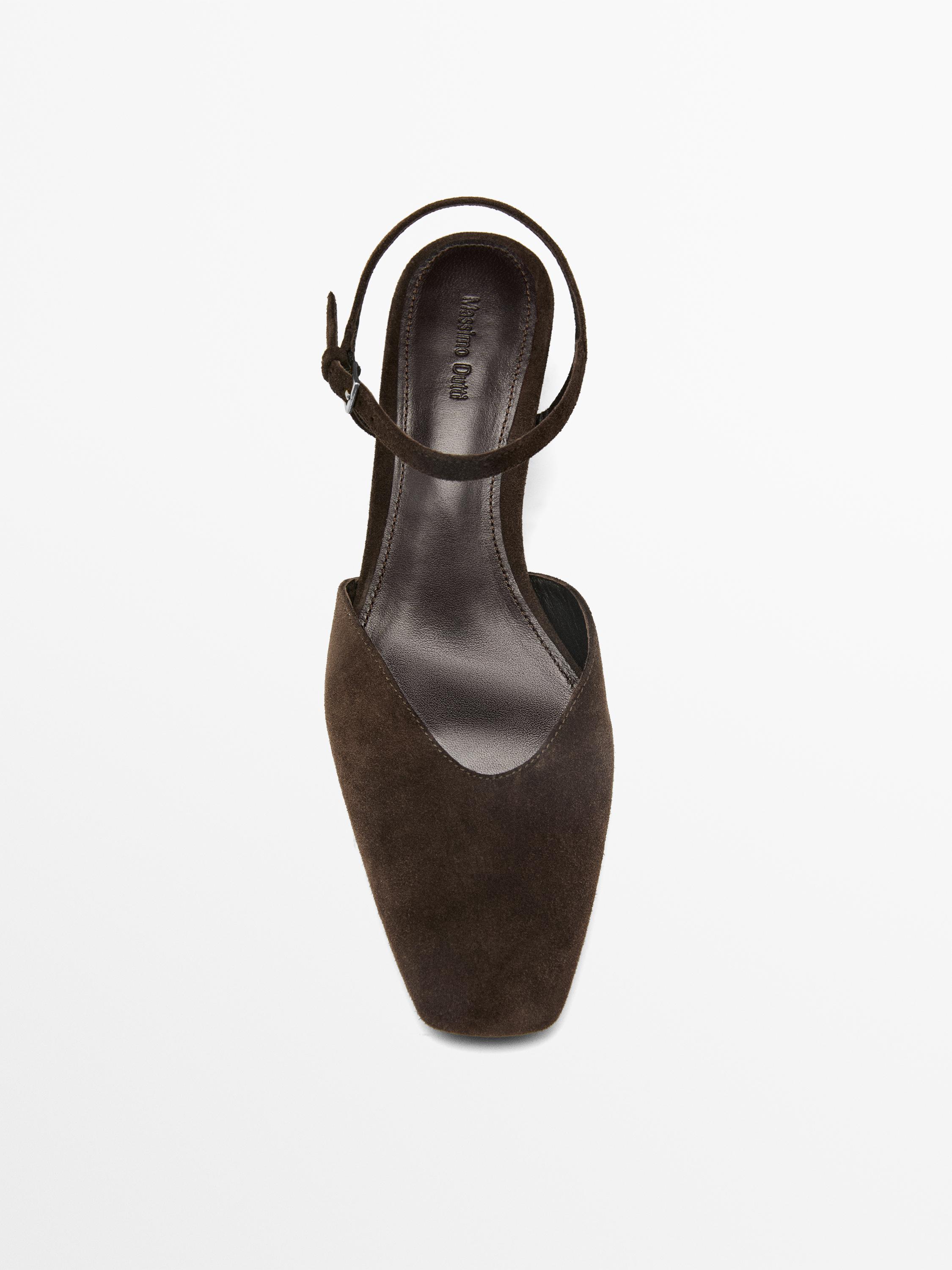 Chaussure à talon en croûte de cuir